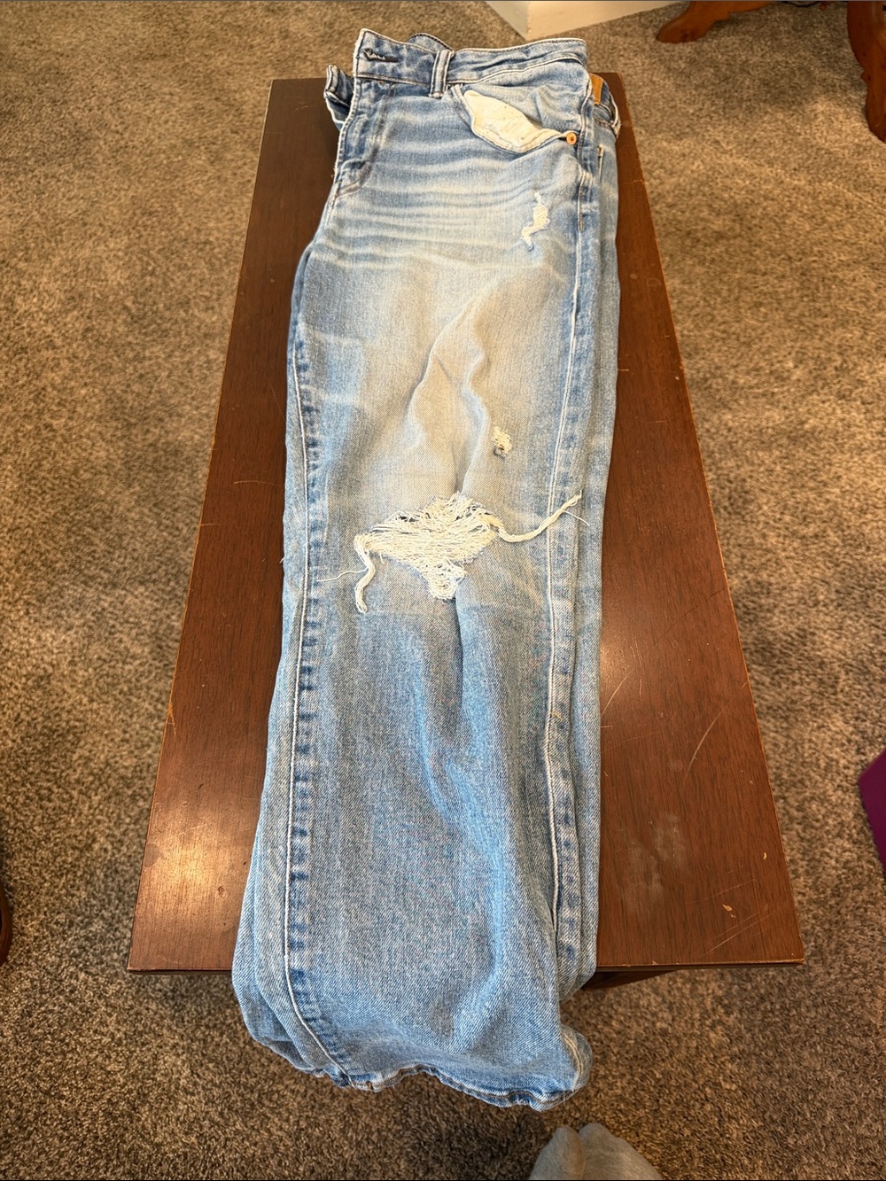 Light Blue Distressed Men’s Jeans - Casual Slim Fit 34x30